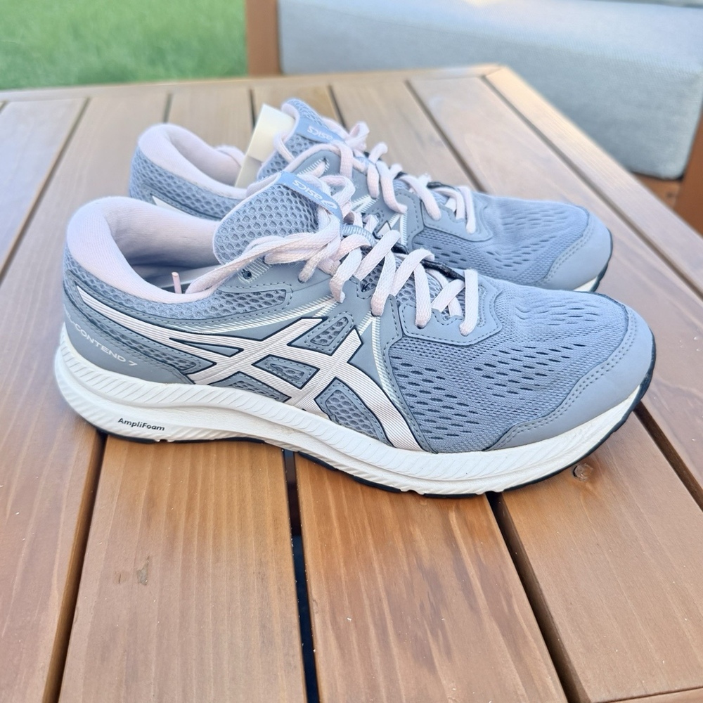 Asics Gel-Contend 7 Womens Running Walking Shoes Gray Athletic Sneaker Size 9